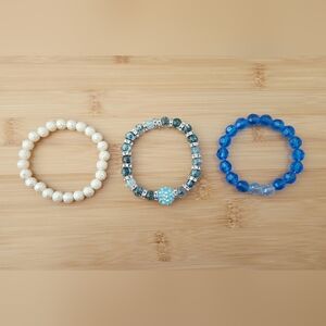 Elegant Silver and Blue Beaded Bracelet